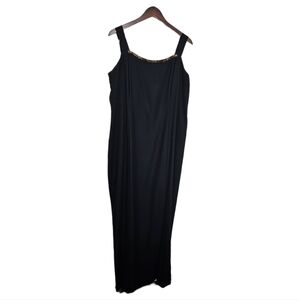 Karen Miller maxi dress size 20 black sheath strappy cocktail party beaded